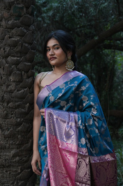 Malai Pattu Silk Saari | Peacock Green Saari